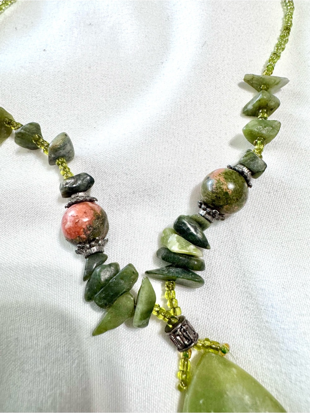 3/$8 Jade Teardrop Pendant Necklace - Picture 2 of 3